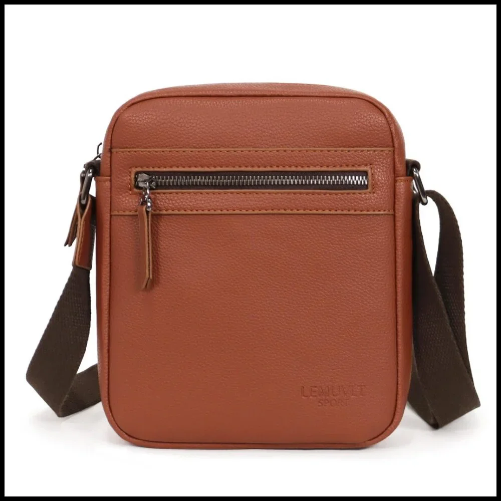 Leather Messenger Bag Crossbody Sling Adjustable Strap Multifunctional Classic